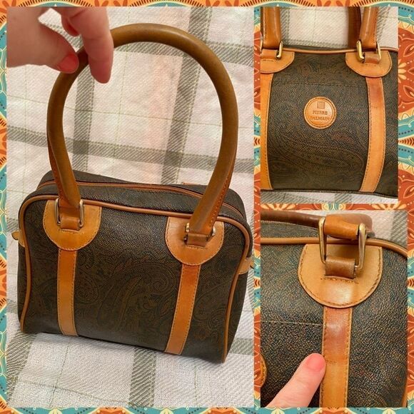 VINTAGE Pierre Balmain 3 piece set purse, wallet and makeup bag paisley Leather - Picture 4 of 14